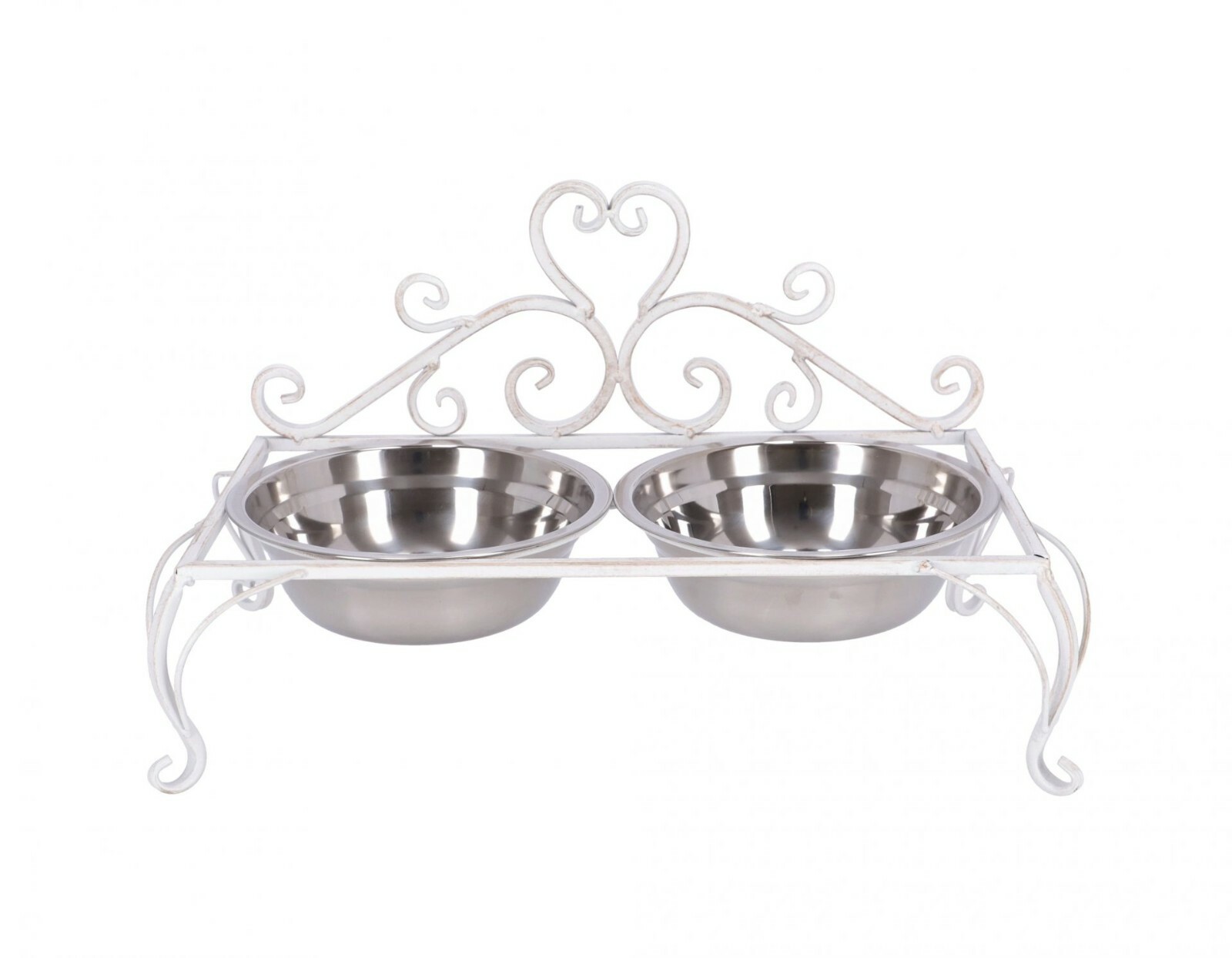 Portaciotole Shabby in Ferro Bianco per Cani e Gatti | Design Elegante - 1