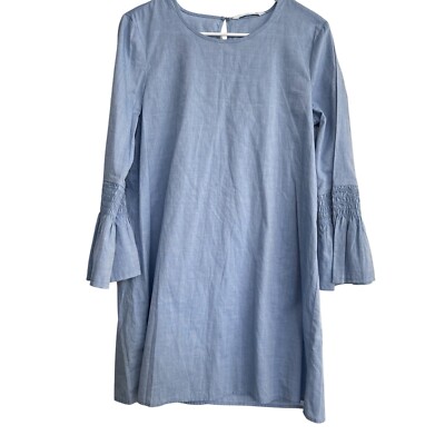 bcbgeneration casual dresses BCBGeneration Tunic Dress Size S Light Blue Cotton Bell Sleeve Casual Shift