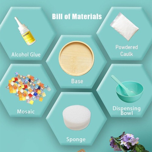 DIY Mosaic Coaster Kit Bamboo Base Kids Activity Kit Handcraft Gift Buy 1 Get 1 - Picture 4 of 10