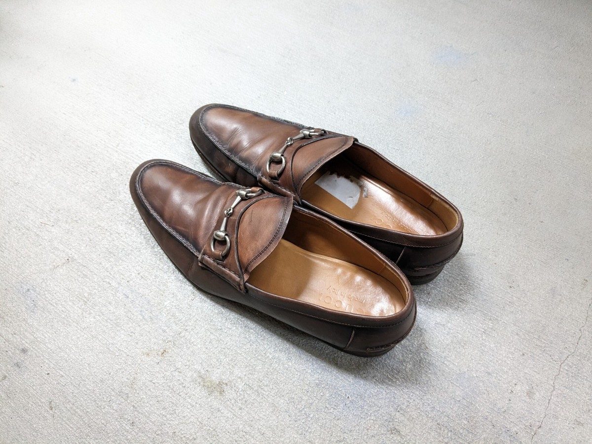 Gucci Men\'s Brown Leather Horsebit Loafers Classic Slip-On Dress Shoes Size 9.5 Gucci Horsebit Loafers Men 9.5 Brown Leather Dress Shoes  main image 3