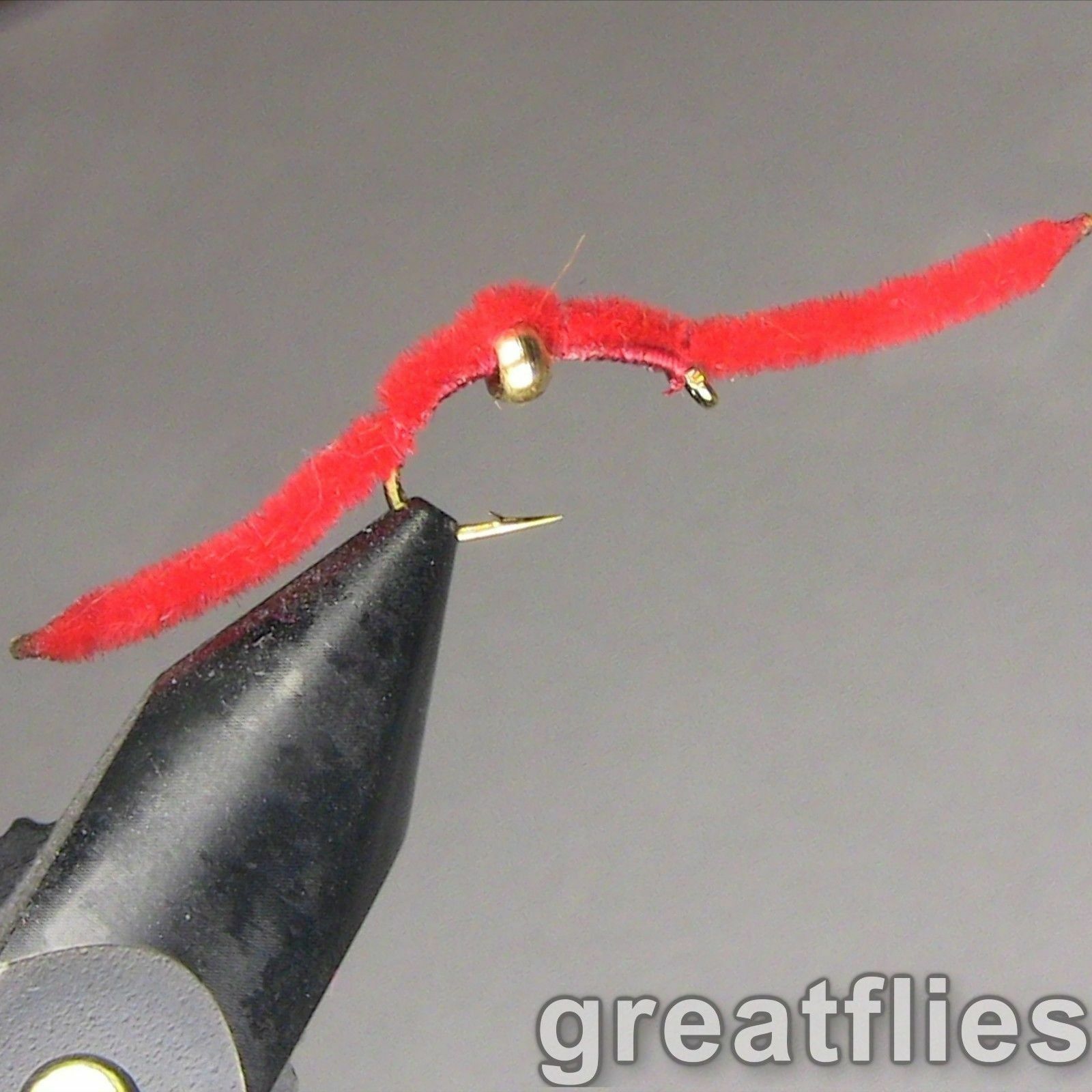 1 dozen (12) - San Juan Worm - RED - Bead Head