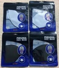 Face Mask Black  Blue Adult  Child Reusable Washable 4 Sealed  New in Package