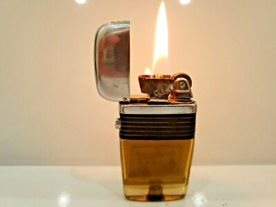 Vintage Working  Scripto VU Lighter YELLOW PAGE ADVERTISING / Black Band 1932.29