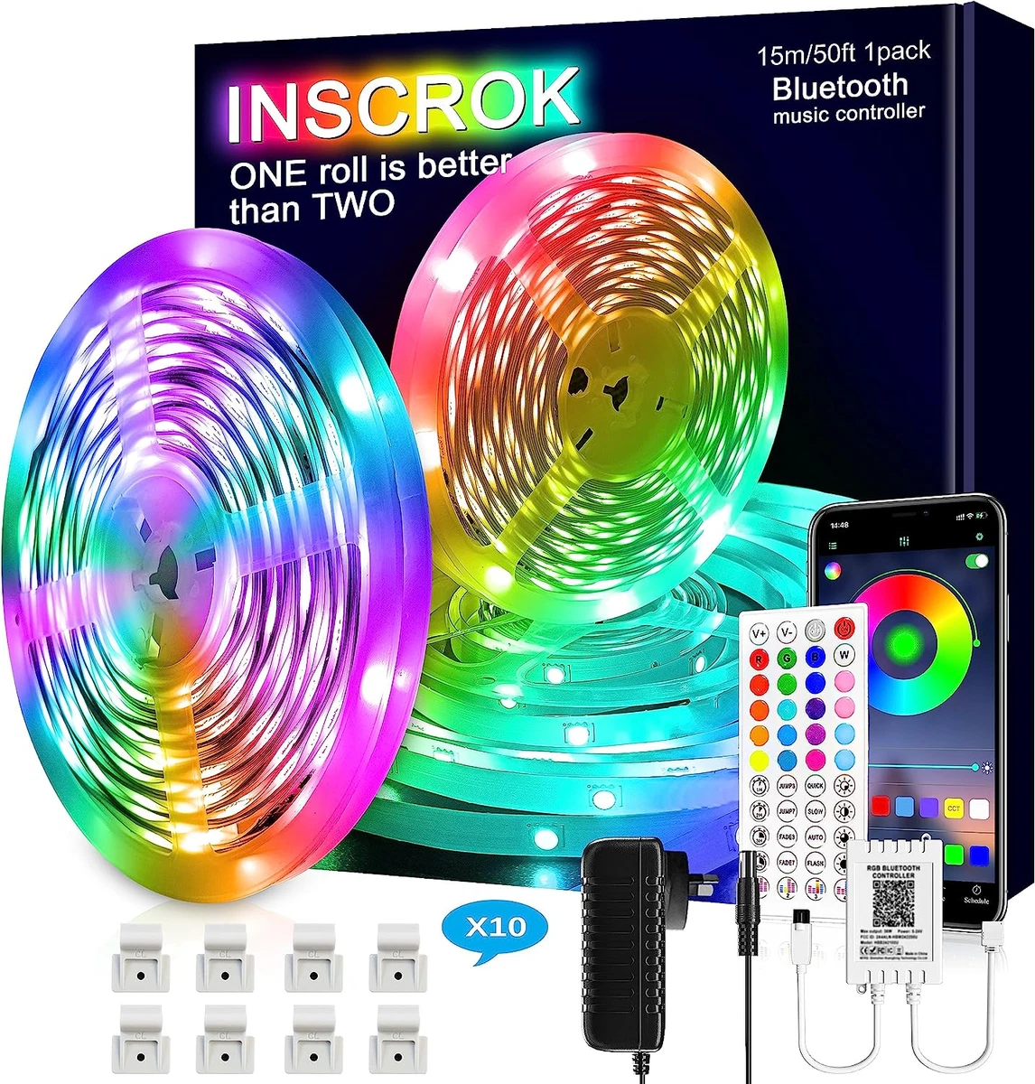 Bluetooth LED Strip Lights 15M LED Light Strips Controlled by Smart Phone App M
