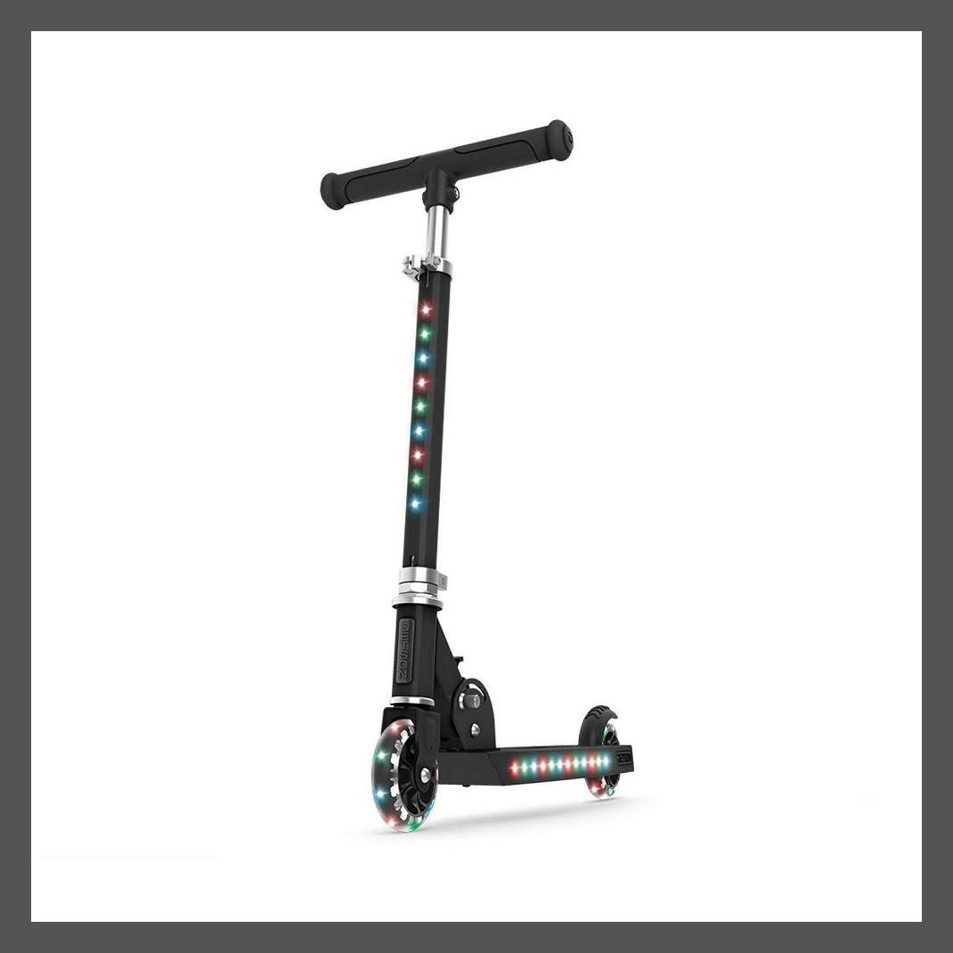 Детский самокат Jetson Kids Kick Scooter LED с подсветкой Складной для начинающих Черный Jupiter 2.0