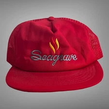 Vintage Rare Seagrave Firetruck Towsley USA Made Snap Back Trucker Hat Cap
