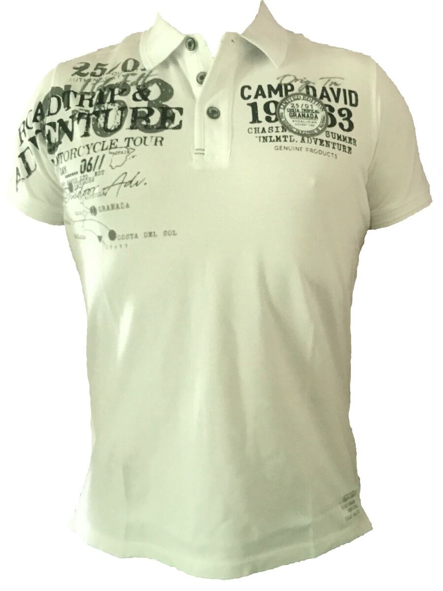 3189 Camp David Herren Piqué M Shirt eBay XXXL weiß | kurzarm Poloshirt Polo - NEU