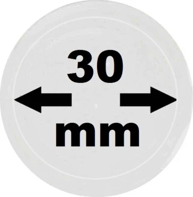 LOOKITUP 100 Münzkapseln 30 mm Innendurchmesser - Aussen. 36 mm LOOK Glasklar mit Rand