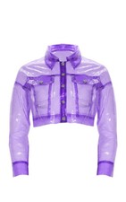 Neon Purple Clear Plastic Pvc Crop Jacket, Uk 12 / Eur 40