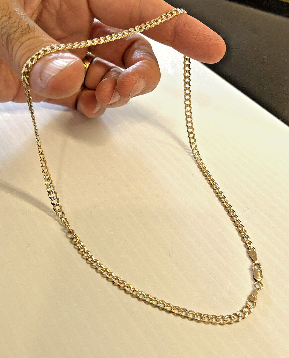 14k Italy Solid Etched Curb Link Chain 19