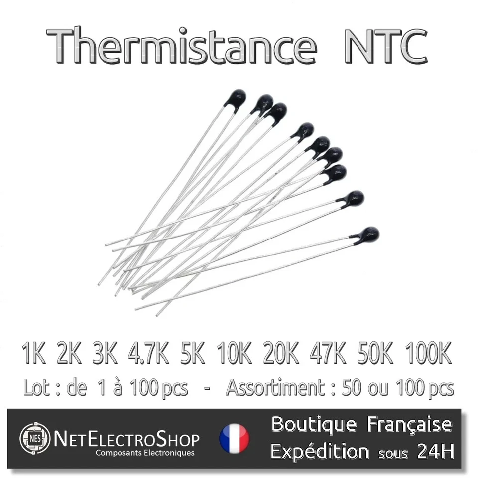 Thermistance Thermistor NTC MF52 ±5% B 3950, 1K à 100K ohm, de 1 à 100pcs