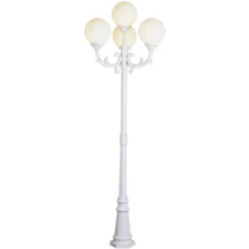 Trans Globe Madison 89' 4 Globe Outdoor Lamp Post in White - 4080 WH