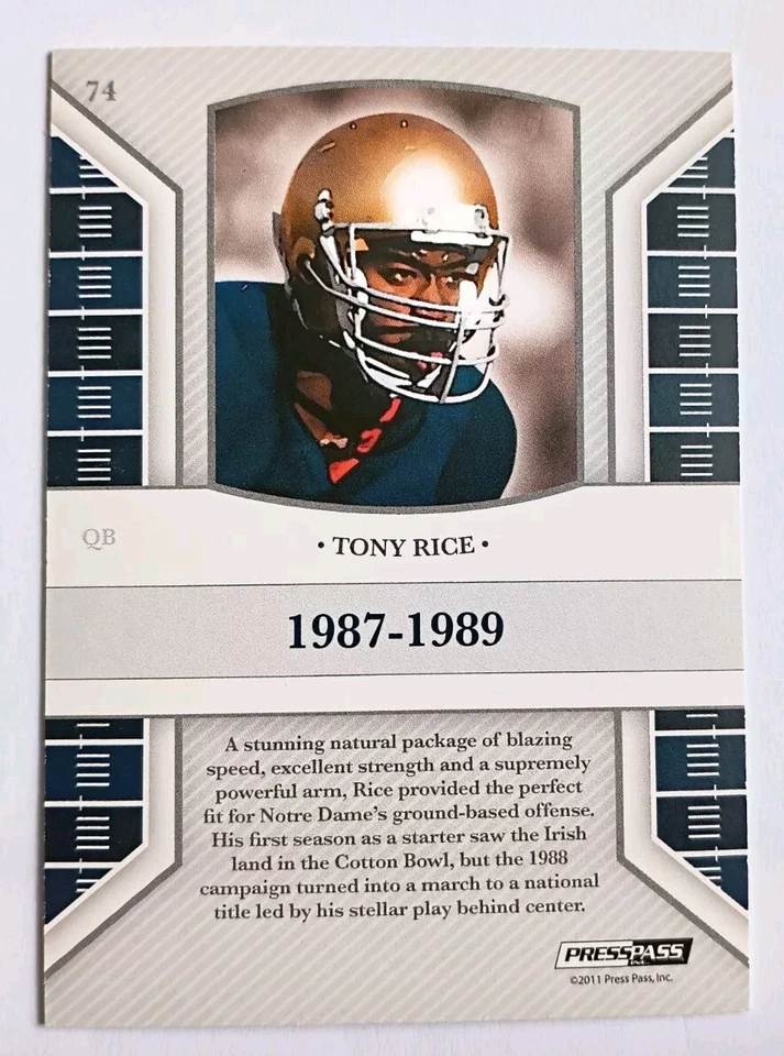 Tony Rice 2011 Press Pass Legends #74 Bronze 51/250 - Image 2 of 2