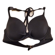 Shade & Shore Bikini Top Womens Black Padded 34B Halter Swim Wear Beach New