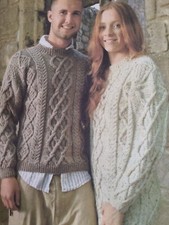 Knitting Pattern Mens & Womens Cable Aran Jumper & Tunic 32-46" (814)