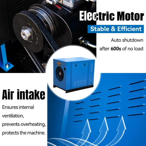 460V 3Ph 10HP 125PSI Rotary Screw Air Compressor w/ Vertical ASME 60 Gallon Tank - Picture 7 of 12