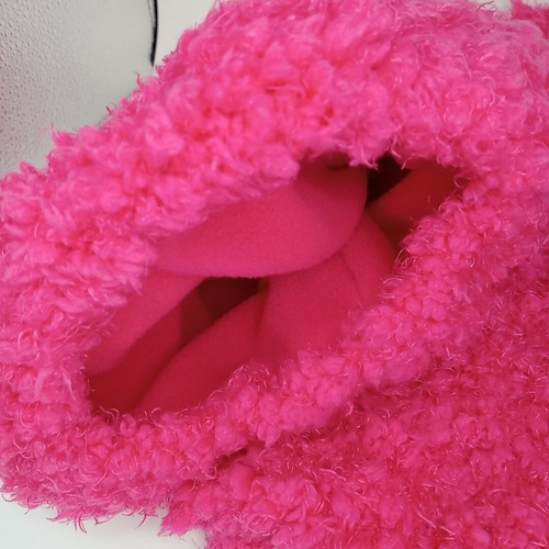 Girls Winter Hat Scarf Set Lot Kids Age 4-7 Monster Paw Scarf/Infinity/Pom Pink - Picture 11 of 15