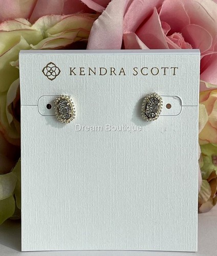 Pendientes mini pernos enchapados en oro druso platino Kendra Scott Cade nuevos con etiquetas - Imagen 2 de 3