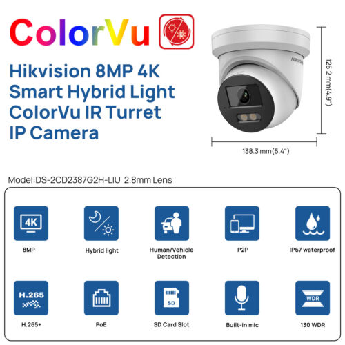 Hikvision 4CH 4POE 4K NVR 8MP Dual Light ColorVu Security Camera System KIT LOT - Picture 2 of 24