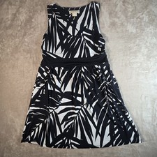 Michael Kors Women's M Black Sleeveless Floral Knit Fit & Flare Dress Skater