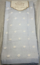ENVOGUE KITCHEN TOWELS 3 BLUE WHITE DOTS EXTRA SOFT 100 COTTON NWT