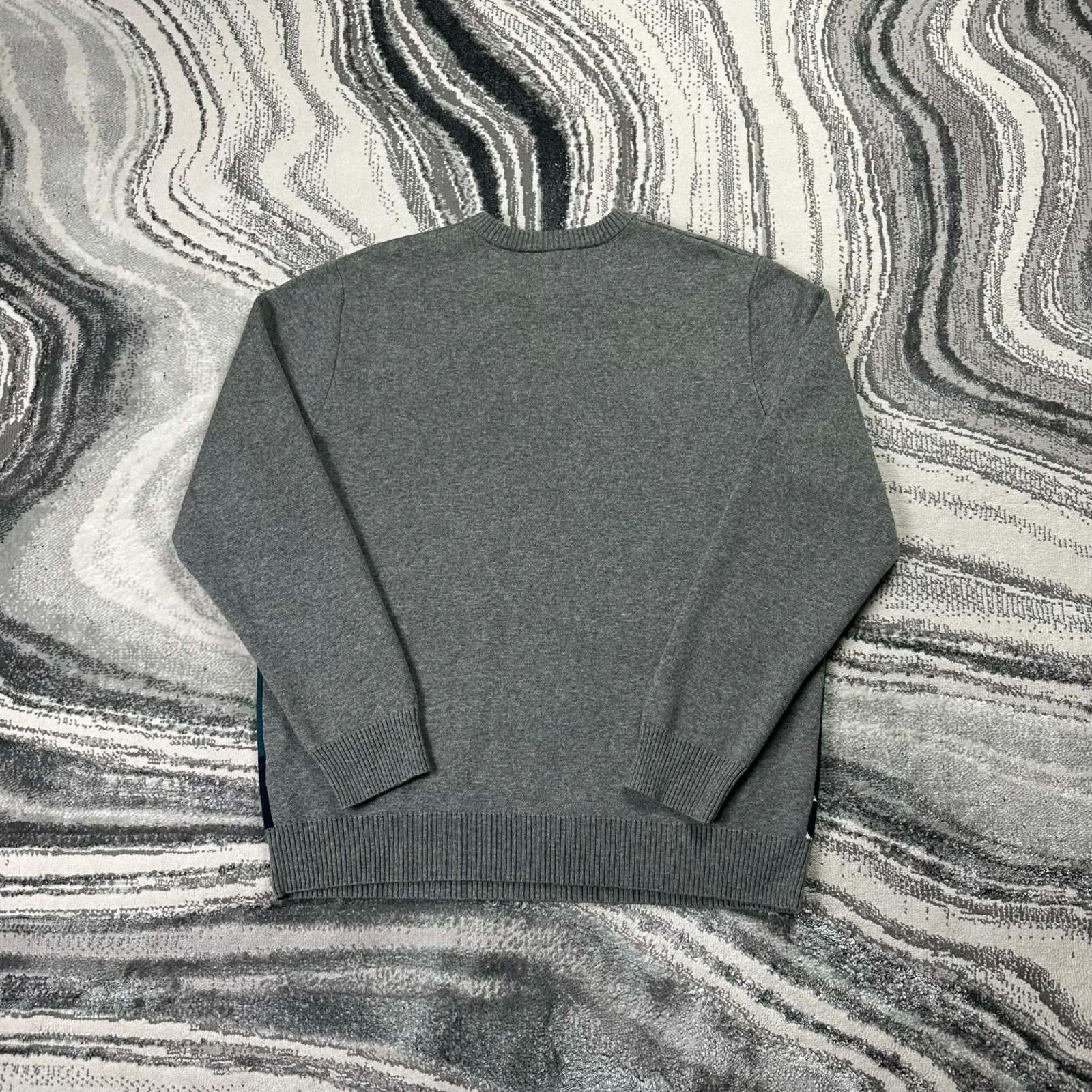 VTG Lacoste Mountain Landscape Grey Size 6 / XL Pullover Wool Knitted Jumper image 8