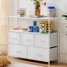 OLIXIS TV Stand Dresser For Bedroom Entertainment Center With 5 Drawers -ZengC