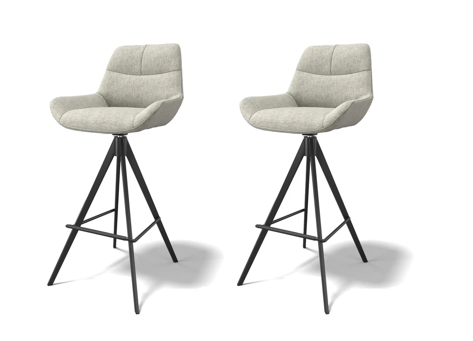 Modulax Bari Arlan Noble Fabric Set of 2 Swivel Bar Stools - 94cm RRP £598