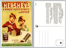 Tarjeta postal vintage de recetas de chocolate y cacao Hershey's - niños y pastel