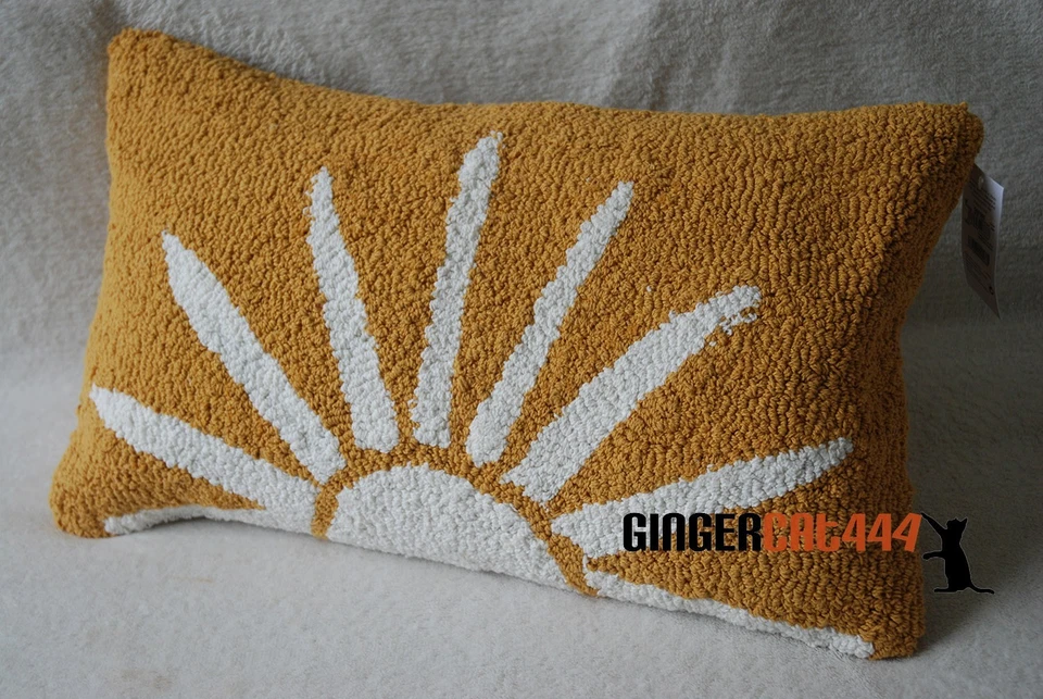 SIGUIENTE Hermoso Cálido Ocre Otoño Puesta de Sol Cojín Bohemio Copetudo Lazo 50x30cm Foto 3 de 4