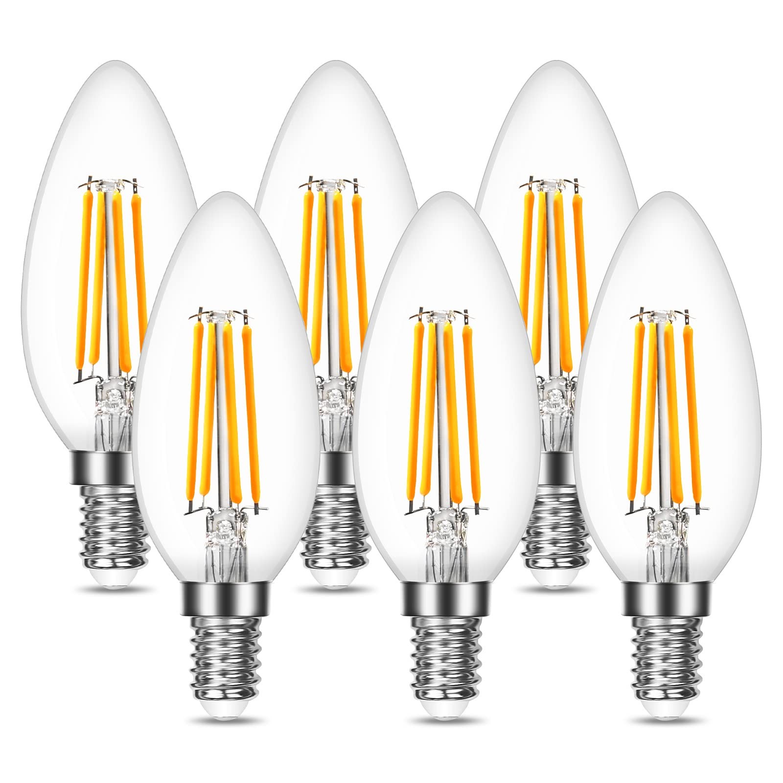 Lepro E14 LED Light Bulb, Candle Bulbs 6 Count (Pack of 1), Warm White