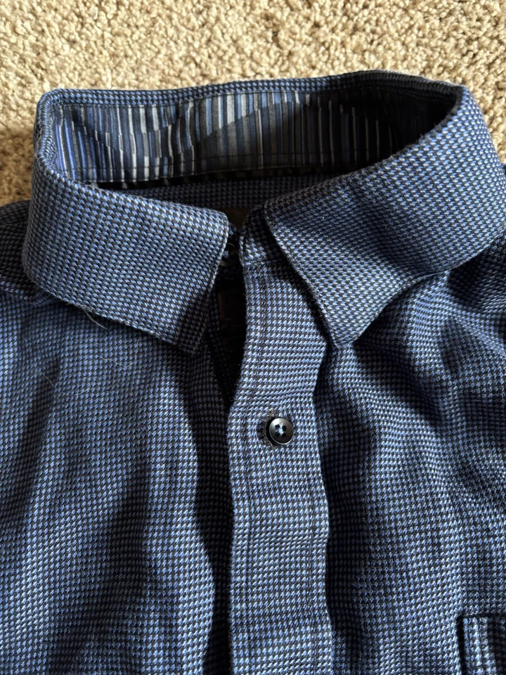 Camisa XL a cuadros azul/negro de manga larga de trabajo informal para hombre F/X Fusion Foto 4 de 4