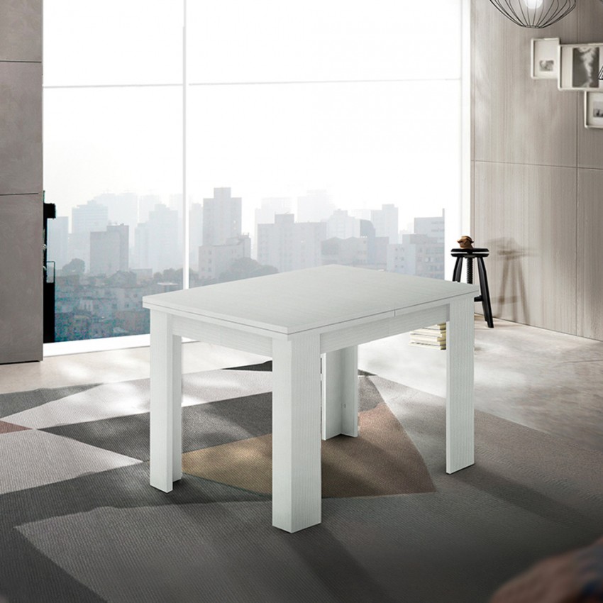 Table salon moderne Jesi en bois blanc pour sublimer vos dîners