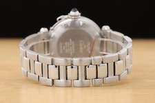 CARTIER PASHA MENS W3101755 38MM GUILLOCHE GRAY DIAL STAINLESS STEEL WATCH 8