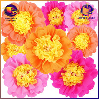 Papierblumen Wanddeko 3D Seidenpapier Orange Rosa Pompons FüR Hochzeit