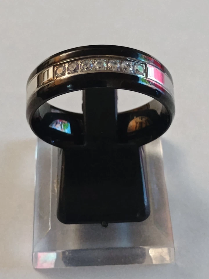 Anillo de tungsteno de acero inoxidable para hombre con genuino talla 12 Foto 4 de 4