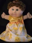 2012 Vtg Cabbage Patch Kid LITTLE NEWBORN DUCKIE DOLL Brown Curly Hair Pjs LOT