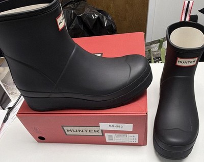 Hunter Women s Black Waterproof Rubber Ankle Rain Boots UK 9 EU 43 US 11