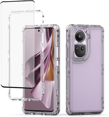 Oppo Reno10 Case, Reno10 Pro 5G CPH2531 Case with Tempered Glass Screen Protecto
