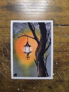 ACEO  *Art Print Original Watercolor  "Winter Forest" Hand Painted 2.5" x 3.5"