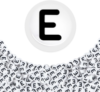 100 StüCk 4X7Mm Buchstabenperlen Vokal Weiß Buchstaben E Perlen Rund Acryl Space