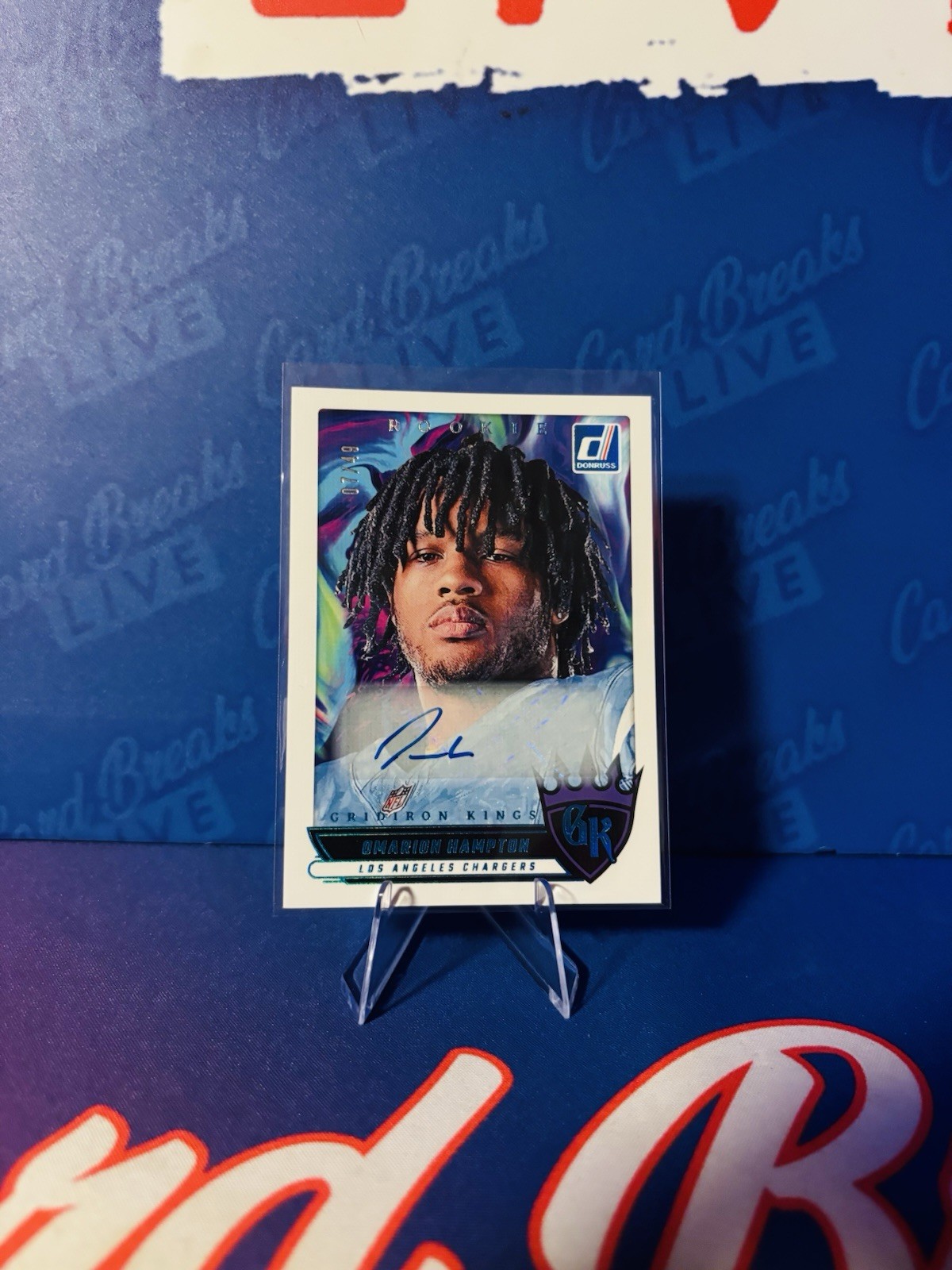 2025 Donruss Omarion Hampton Auto /49 Gridiron Kings RC Los Angeles CHARGERS