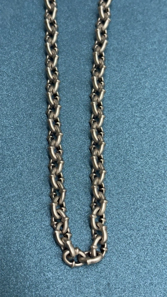 "Collar de cadena de plata maciza con espiga de cable 925 de 9 mm 18"" + extensión de 4"" 64 g" Foto 2 de 4