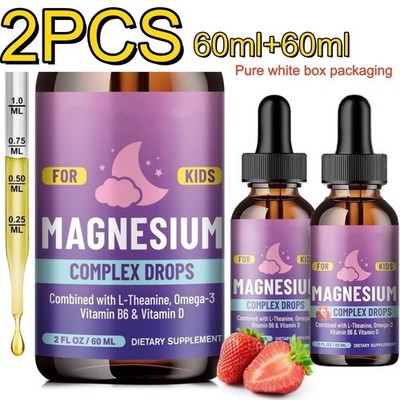 2PCS Kids Magnesium Liquid Drops-Magnesium Glycinate Liquid for Kids Supplement