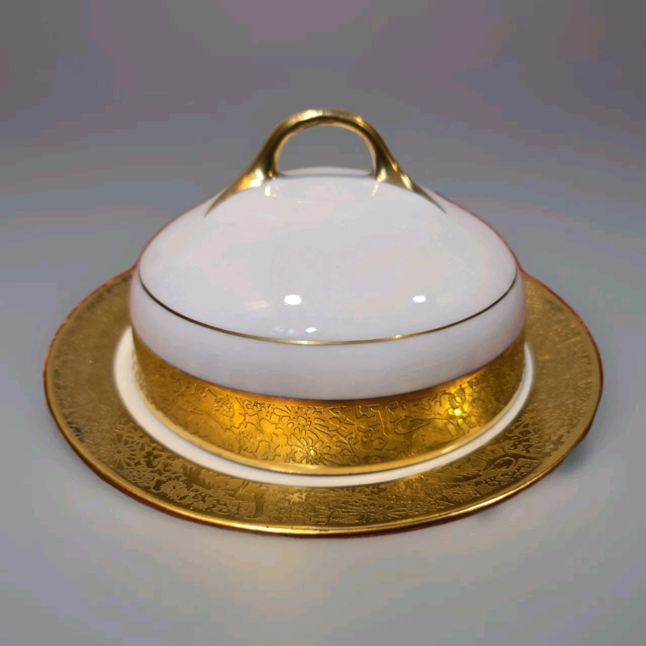 Tirsehenreuther LHS White GOLD ENCRUSTED Covered Butter Dish Pattern Is FAVORITE