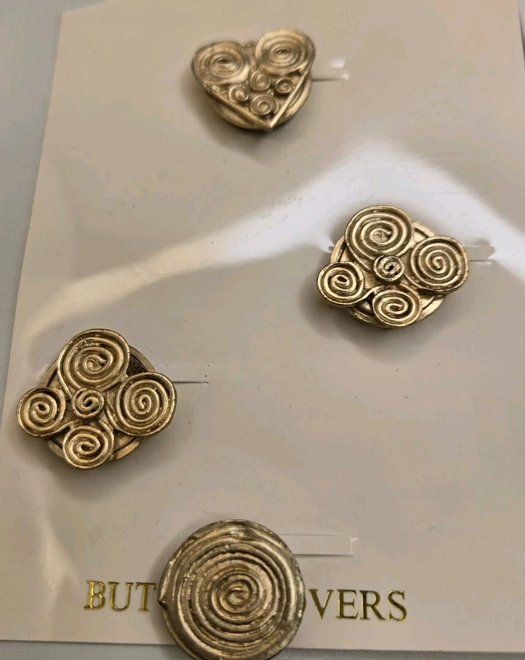 Vtg Lot 16 Button Covers On 4 Cards Gold & Jeweltone & Abstract - Image 2 of 4