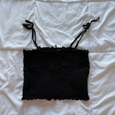 H M Divided Womens Size Small Scrunched Casual Black Tank Crop Top Summer Beach
