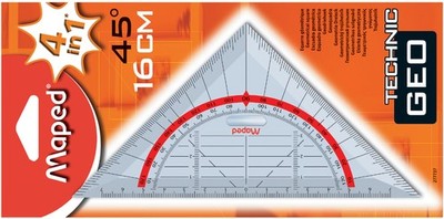 Maped Geodreieck Technic Hypotenuse: 160 mm 4 in 1: Winkel mit Millimeterteilung
