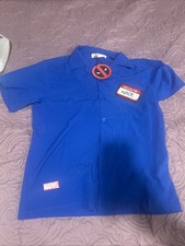 Men’s Deadpool Royal Blue Bowling Shirt Size Medium