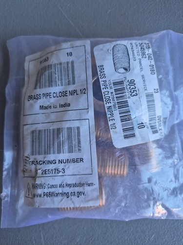Brass Close Pipe Nipple Fitting 1/2" 10 Pack! MNPT x 1/2" NPT Male Adapter